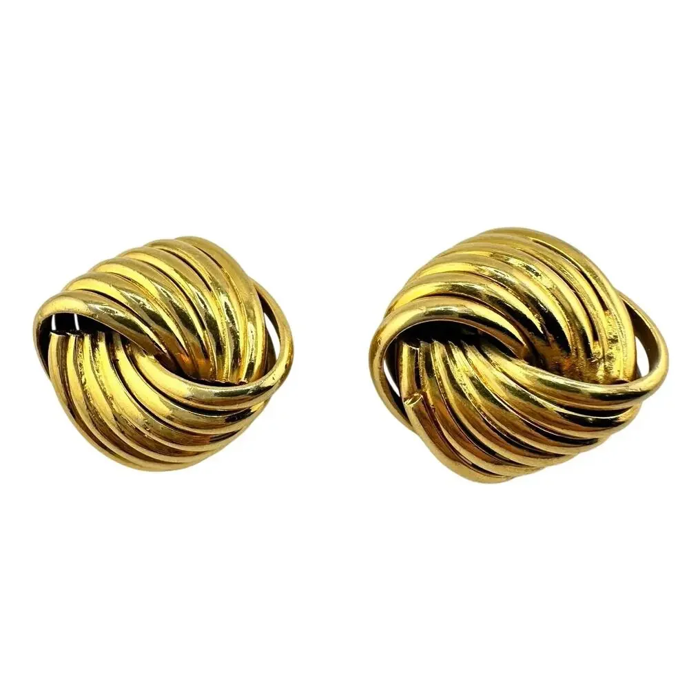 Vintage 1980s 1990s Chunky Abstract Swirl Knots Gold Tone 1